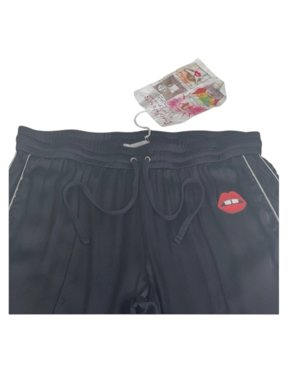new Lauren Moshi ᨎ Lips Gap Mouth Patch Satiny Side Stripe Joggers Sweatpants ᨎ - Picture 6 of 16